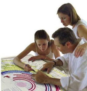 family looking at Amazing Bible Timeline with World History